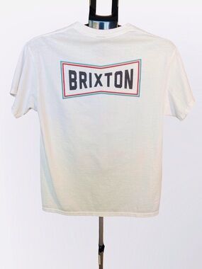 Brixton White Logo T Shirt Men’s Size Medium Minimal Streetwear Tee